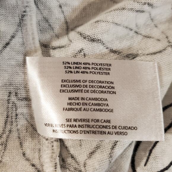 Orvis Womens Leaf Botanical Print Linen Scoop Neck Cap Sleeve Top Size M White - Picture 8 of 11